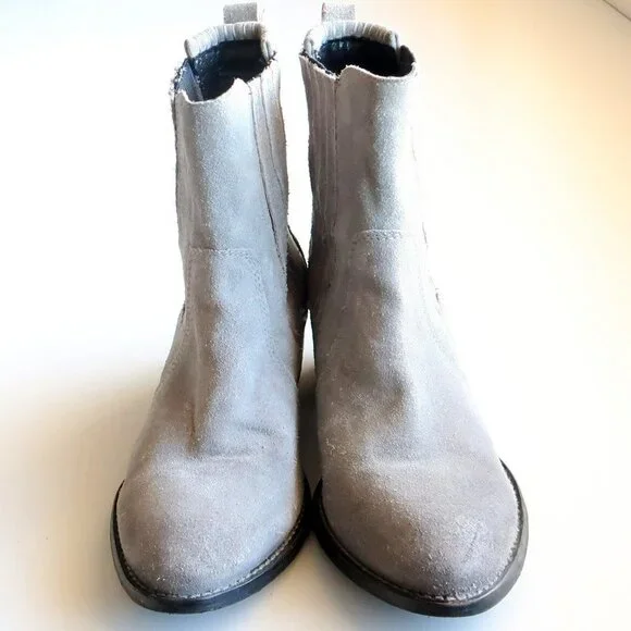 Splendid Grey Suede Leather Western Cowgirl / Cowboy Ankle Boots / Booties Sz. 8 - Picture 11 of 16
